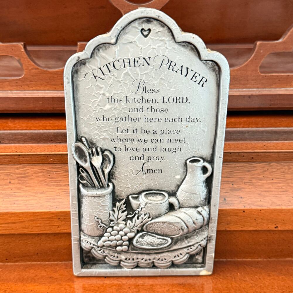 Kitchen Prayer Wall Plaque 7” x 4” Faux Pewter Kitchen Decor